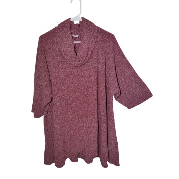 Sonoma Sweaters - Sonoma Purple Ribbed Cowl Neck Half Sleeve High-Low Hem Pullover Sweater 4X